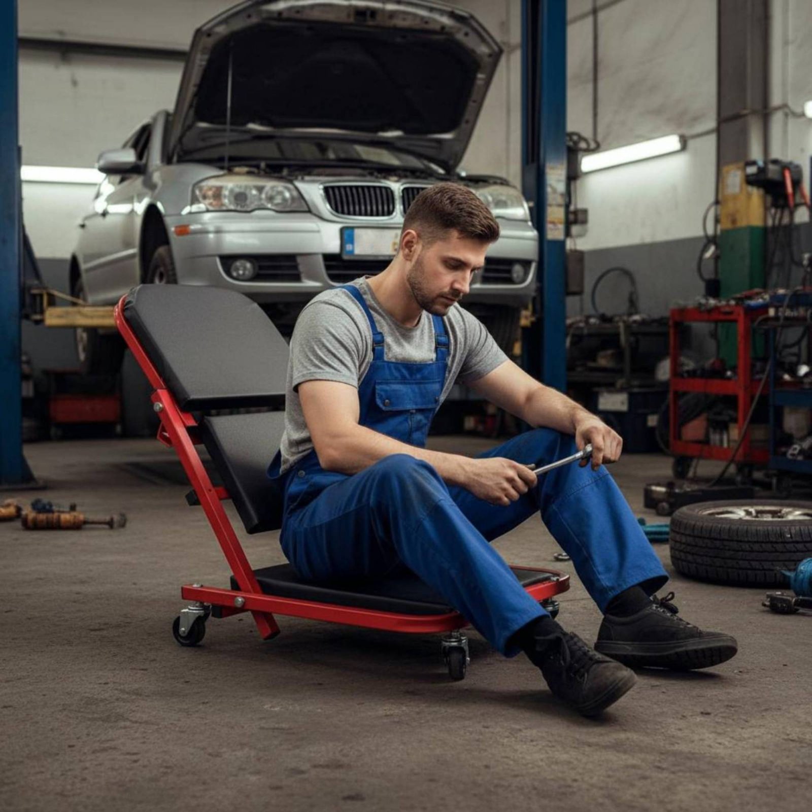 Siège d'atelier pliable 2-en-1 - Heavy Equipment Mechanic avis et prix